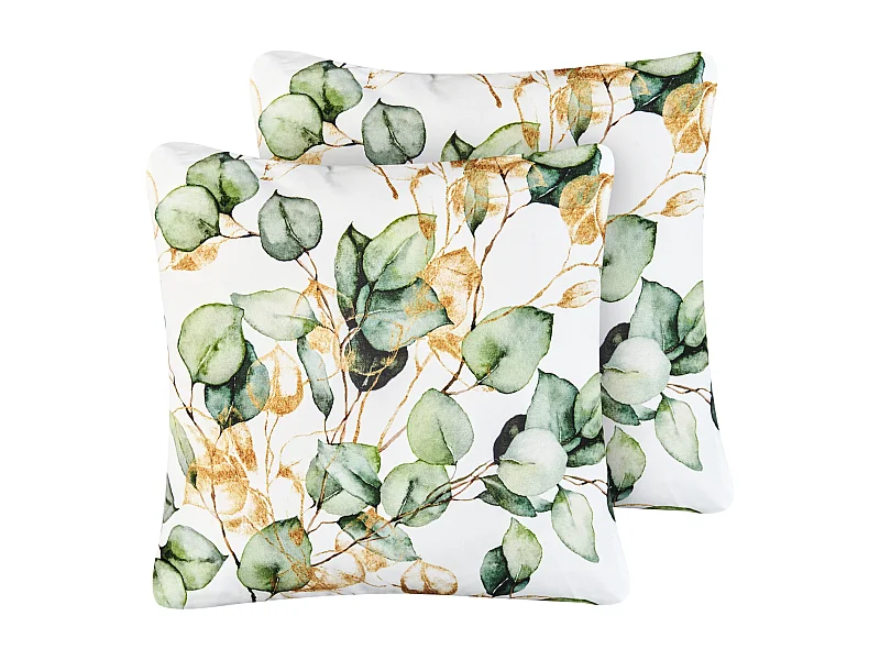 Lot de 2 coussins d'extérieur GLADE Motif de plante 45 x 45 cm Multicolore