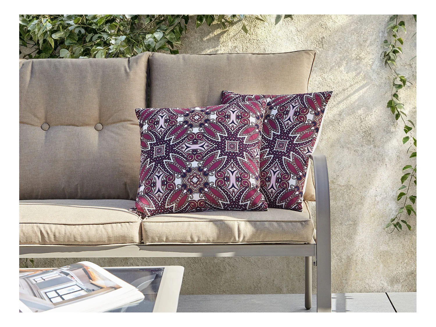 Set di 2 cuscini da esterno MIRAGE Trama orientale 30 x 50 cm Viola