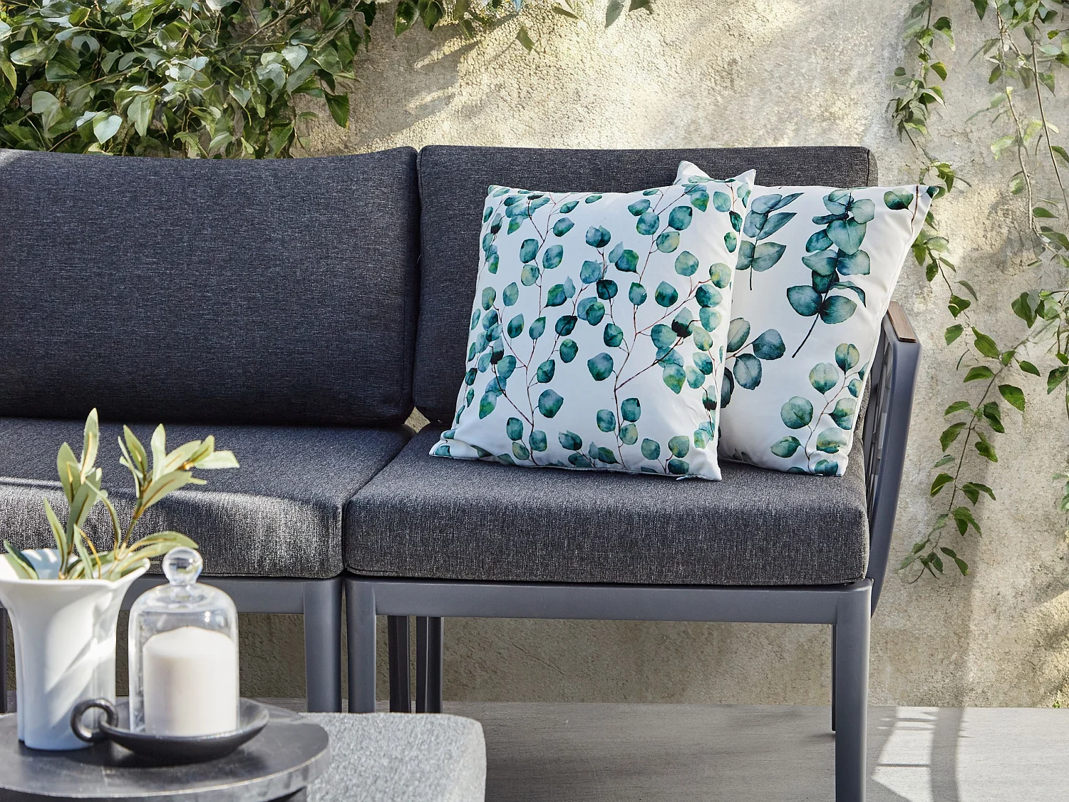 Set di 2 cuscini da esterno BOSQUE Trama di piante 45 x 45 cm Verde