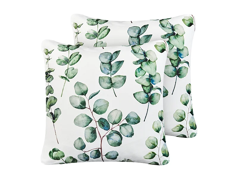 Lot de 2 coussins d'extérieur BOSQUE Motif de plante 45 x 45 cm Vert
