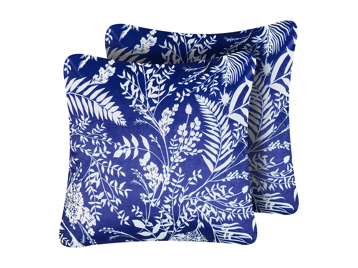 Gartenkissen 2er Set GLIMMER Pflanzenmuster 45 x 45 cm Blau