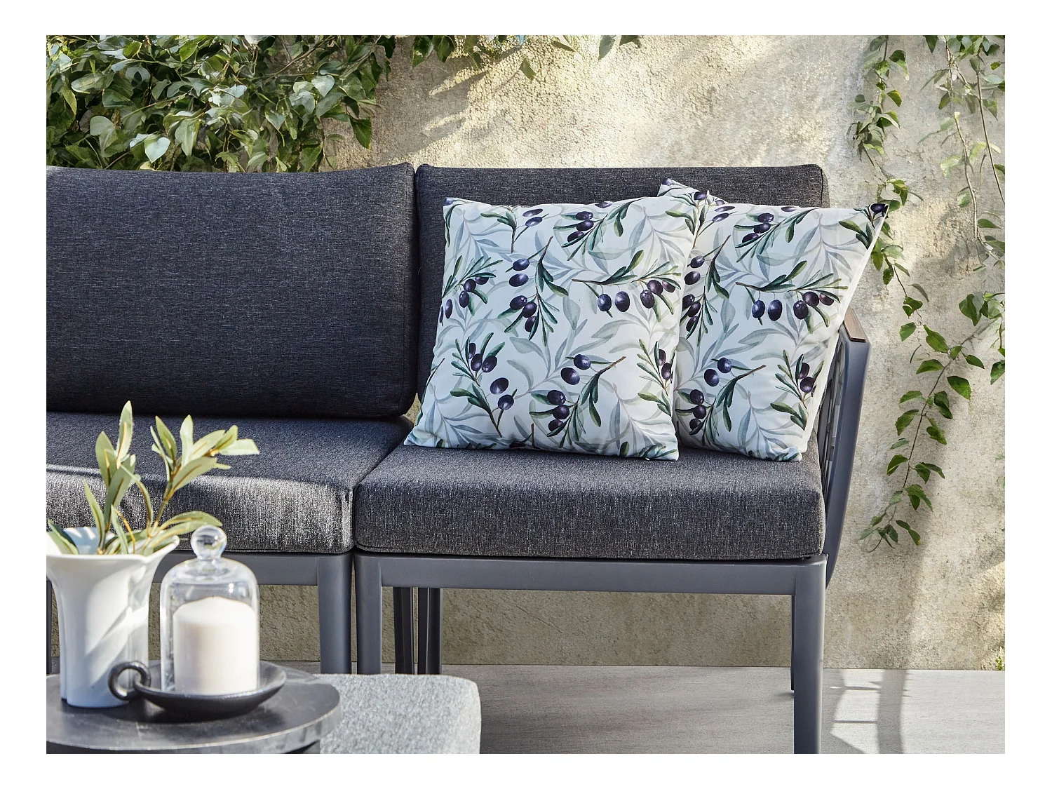 Set di 2 cuscini da esterno TRANQUI Trama di piante 45 x 45 cm Multicolore