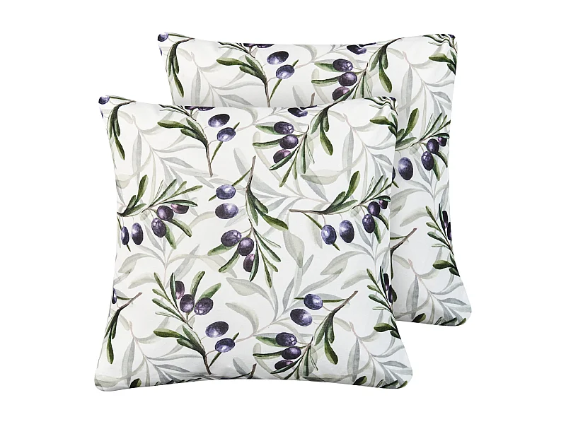 Lot de 2 coussins d\'extérieur TRANQUI Motif de plante 45 x 45 cm Multicolore