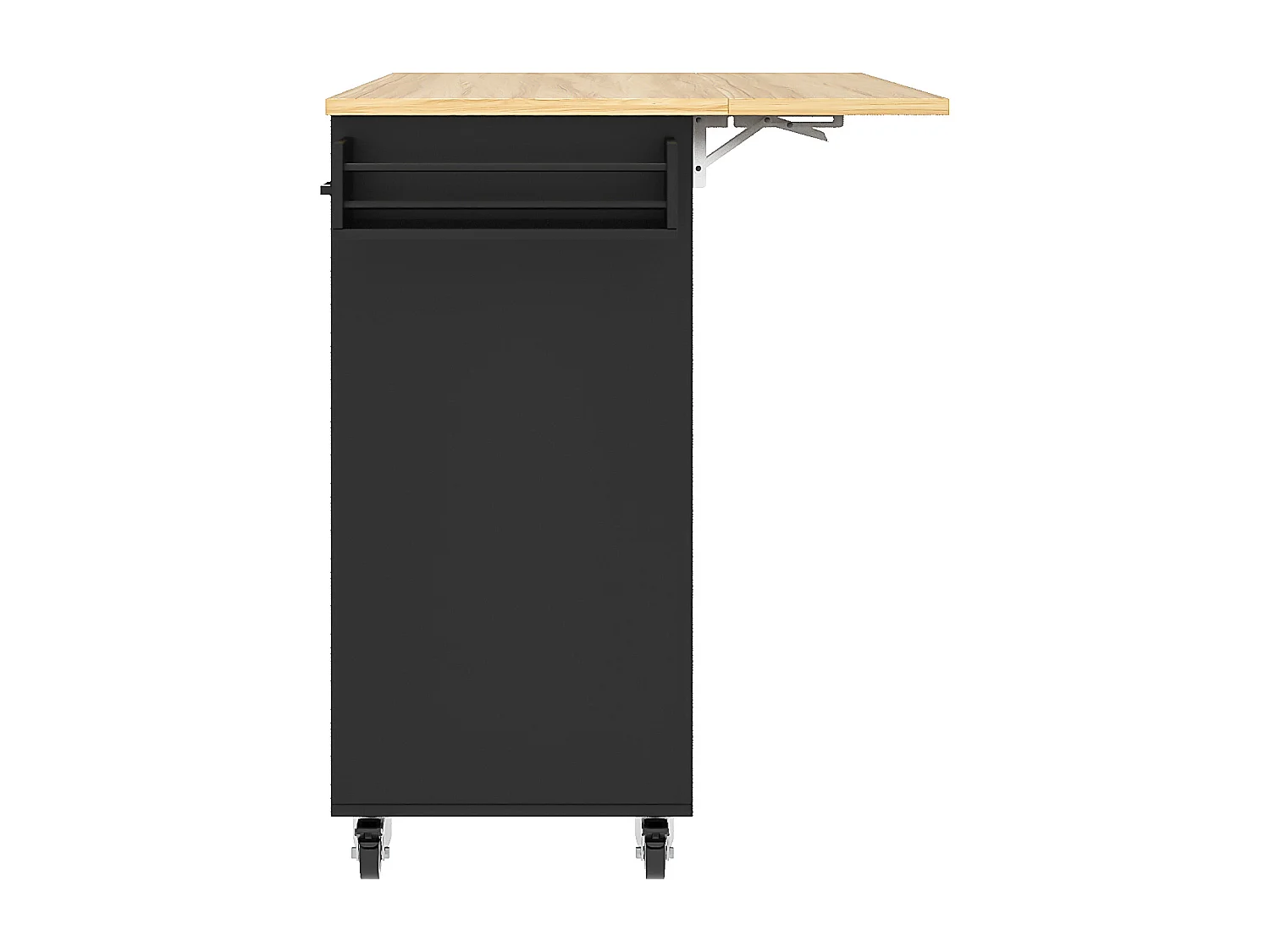 Desserte de cuisine (104×40×91,5 cm)avec plateau rabattable, 3 tiroirs, casier à vin et roulettes - Noir