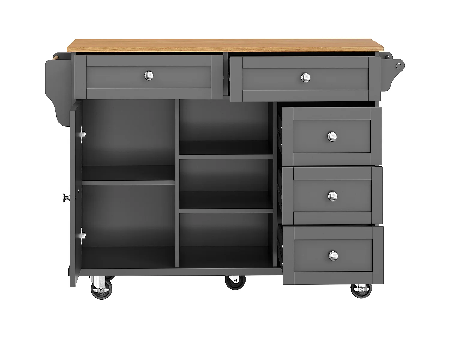 Desserte de cuisine (134X46X92CM)multifonctionnelle avec design élégant et grand rangement - noir