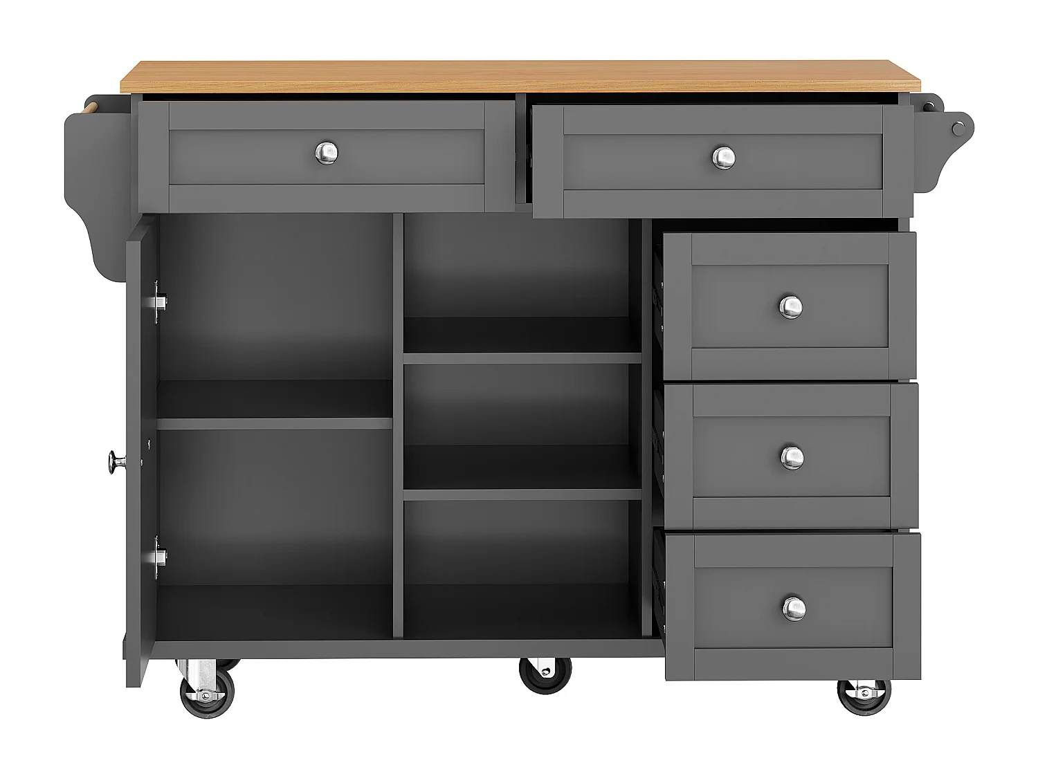 Desserte de cuisine (134X46X92CM)multifonctionnelle avec design élégant et grand rangement - noir