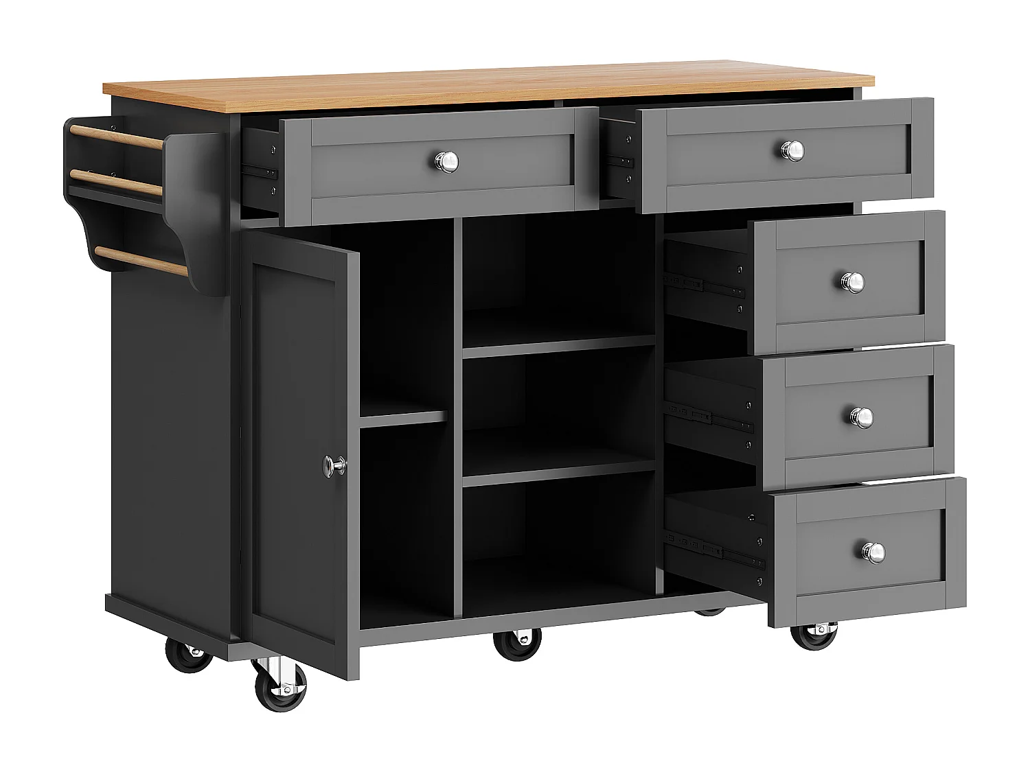 Desserte de cuisine (134X46X92CM)multifonctionnelle avec design élégant et grand rangement - noir