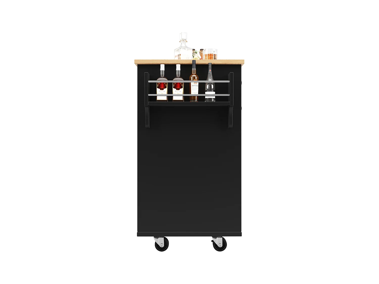 Desserte de cuisine noire 127×46×91,5 cm avec rangements modulables, style bois, îlot multifonction