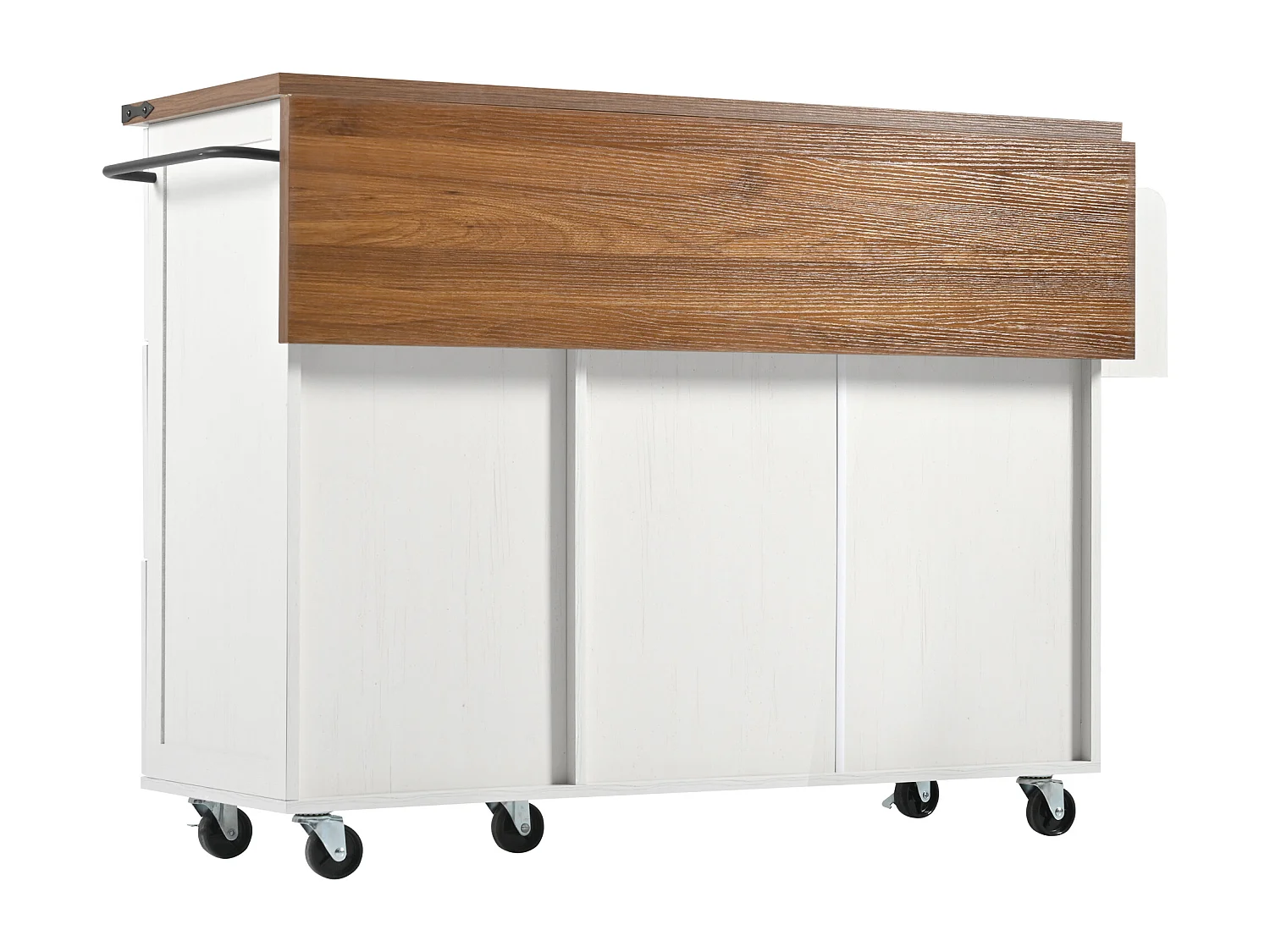 Desserte de cuisine(140x73x92.5cm) pliante avec tiroirs, placard et roulettes verrouillables - beige blanc