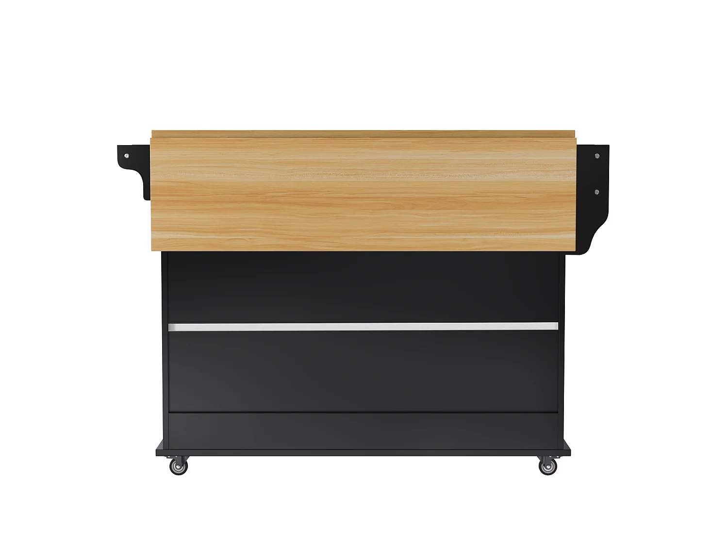 Desserte de cuisine (132.5x70x94cm)extensible noire avec plateau rabattable, grand rangement modulable et style élégant