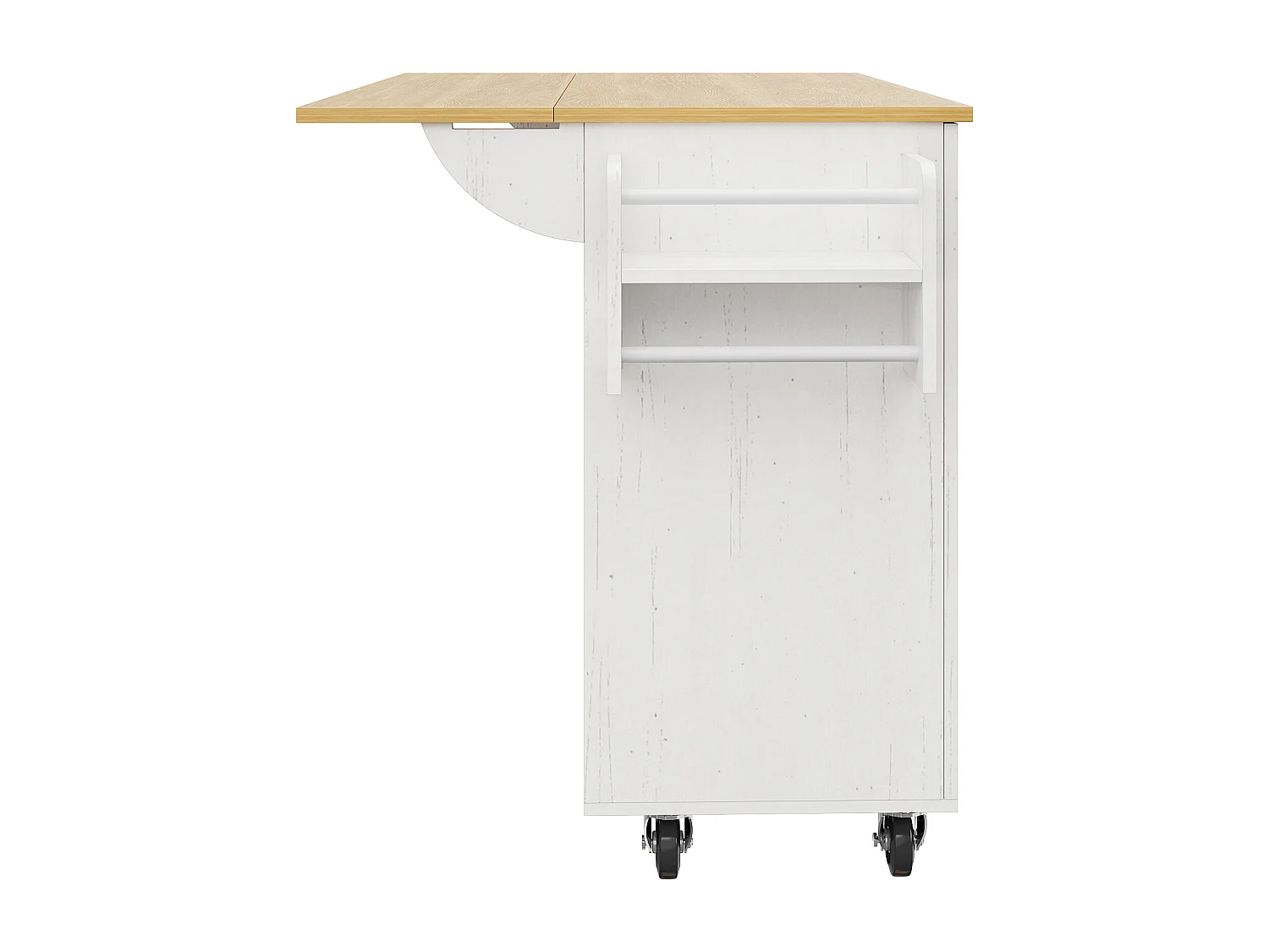 Desserte de cuisine (135x74x90.8cm)multifonction avec plan de travail en bois, rangement et roulette - Blanc