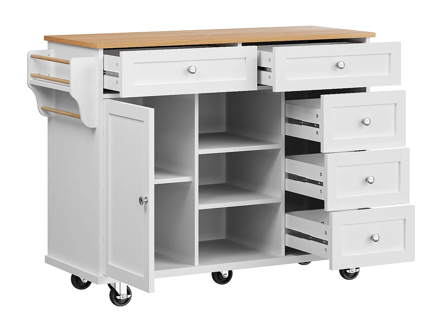 Desserte de cuisine (134X46X92CM)multifonctionnelle avec design élégant et grand rangement - blanc