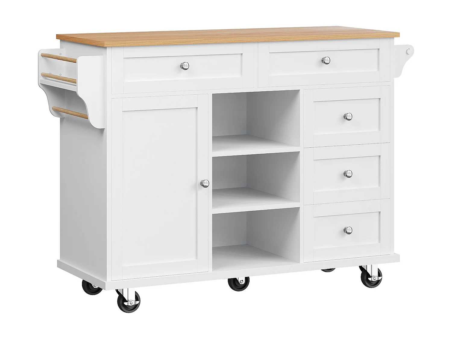 Desserte de cuisine (134X46X92CM)multifonctionnelle avec design élégant et grand rangement - blanc