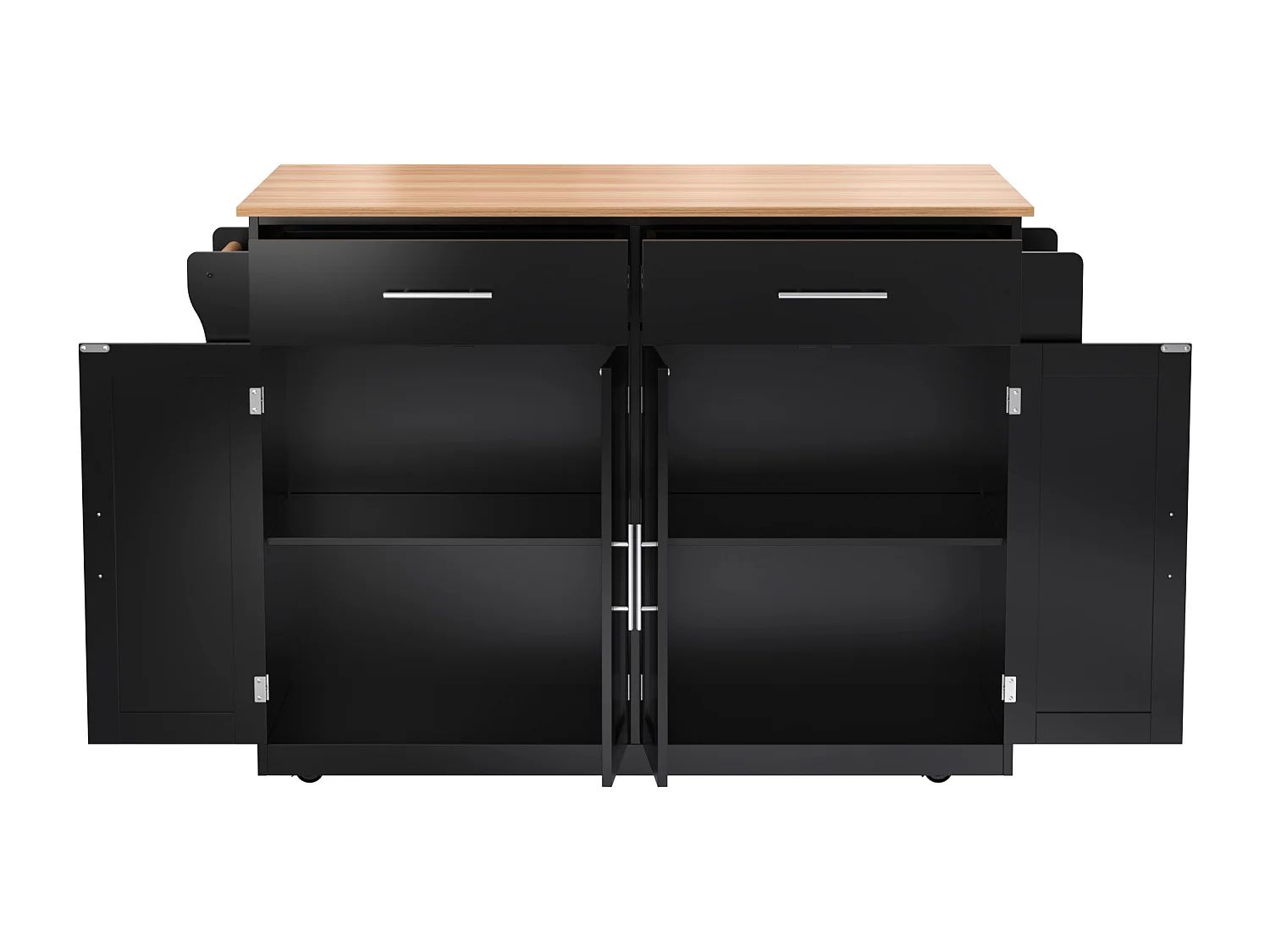 Desserte de cuisine(120x71x91.5cm) multifonction avec planche extensible, rangement pratique - Noir