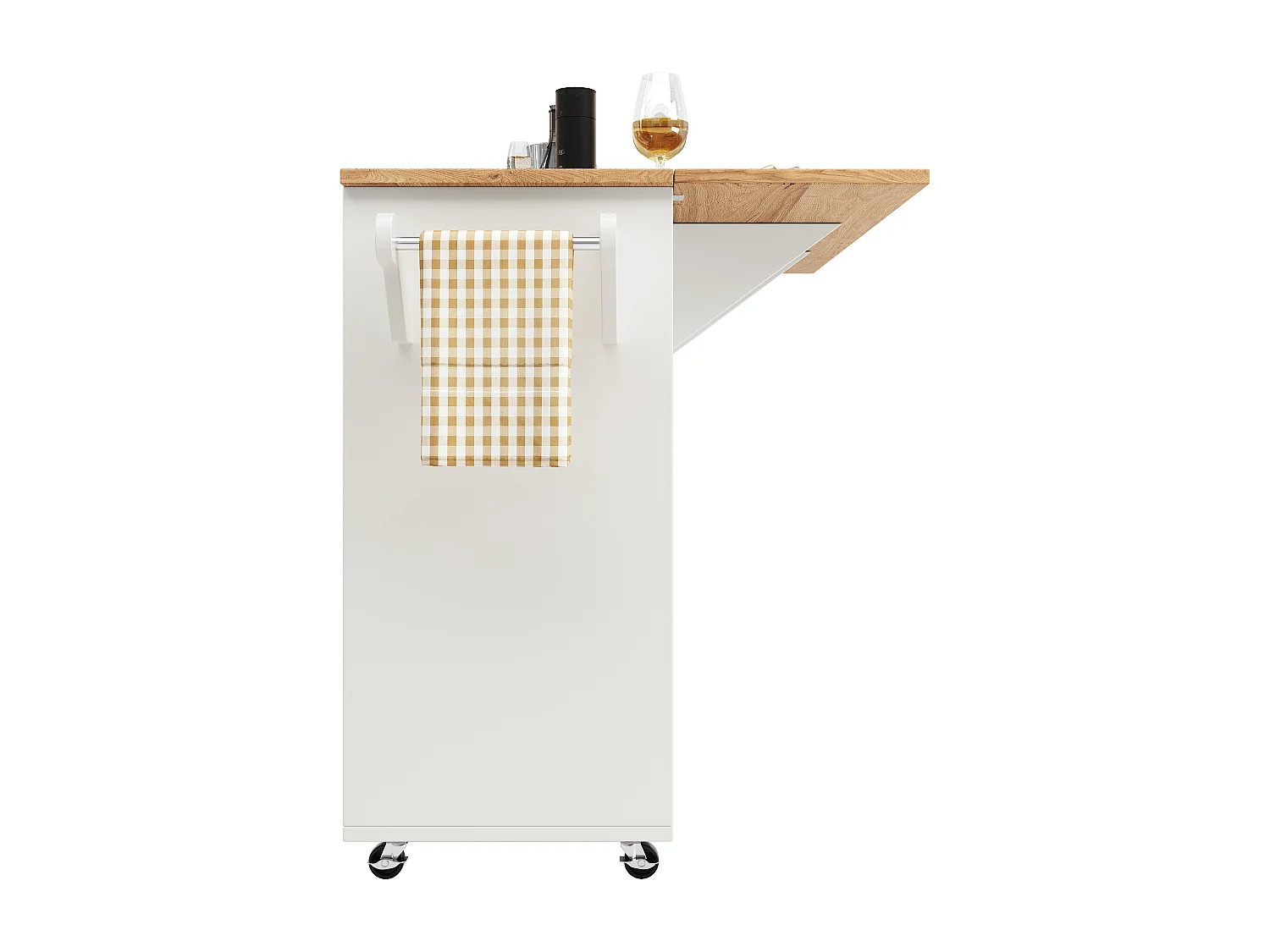 Desserte de cuisine (138x76x92cm)extensible avec plan de travail robuste, grand espace de rangement et porte-vins intégré - Blanc