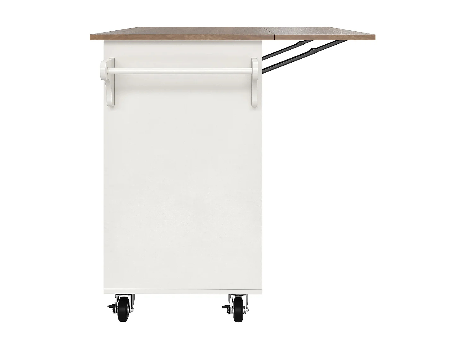 Desserte de cuisine(128×40×92,5 cm)pliante avec rangements, roulettes, étagères ajustables et plan de travail extensible