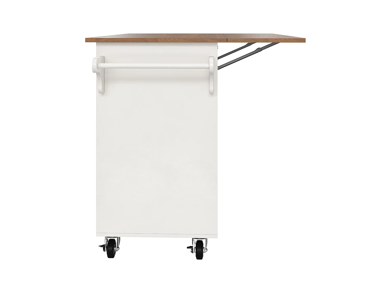 Desserte de cuisine avec table pliable, rangement pratique, porte-épices et porte-serviettes, 128×40×92,5 cm, blanc