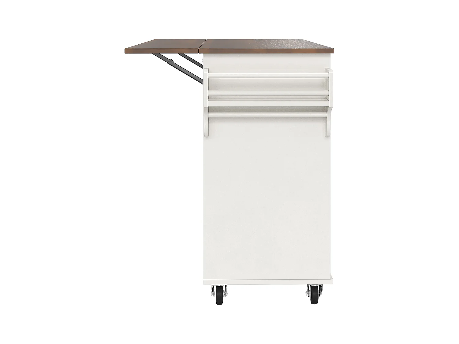 Desserte de cuisine (128x71x93cm)pliable avec plateau extensible et roulettes verrouillables - blanc