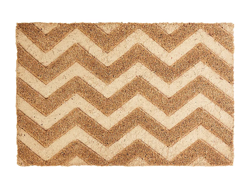 Moderne Fußmatte 40 x 60 cm Home Zick-Zack-Motiv Kokosfaser Anti-Rutsch PVC Rückseite naturfarbe Ilocos