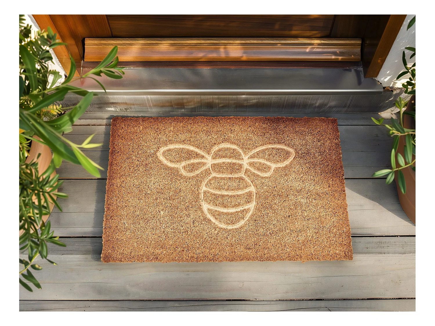 Paillasson CAVITE Naturel 40 x 60 cm Abeille Fibre de coco