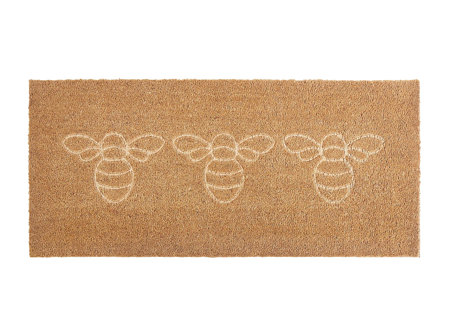 Moderne Fußmatte 55 x 120 cm Home Bienenmotiv Kokosfaser Anti-Rutsch PVC Rückseite naturfarbe Cavite