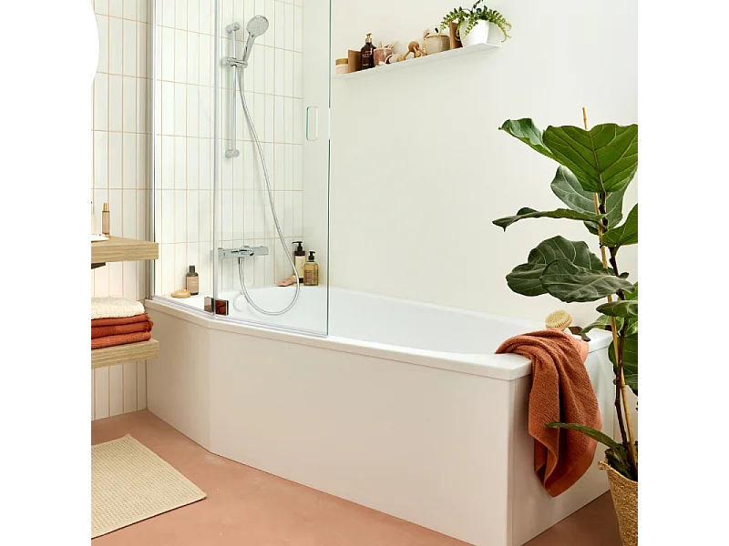 Tablier bain douche JACOB DELAFON Bastille installation en angle blanc brillant