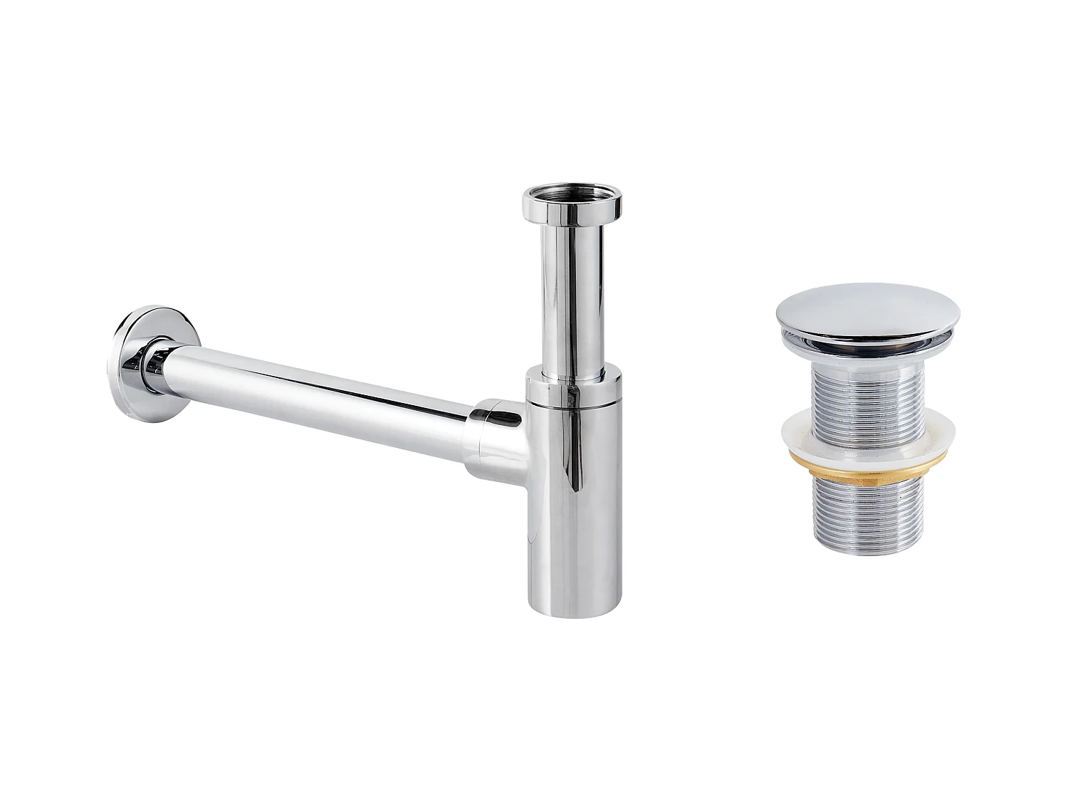 Syfon umywalkowy z korkiem klik-klak srebrny MAFREDI