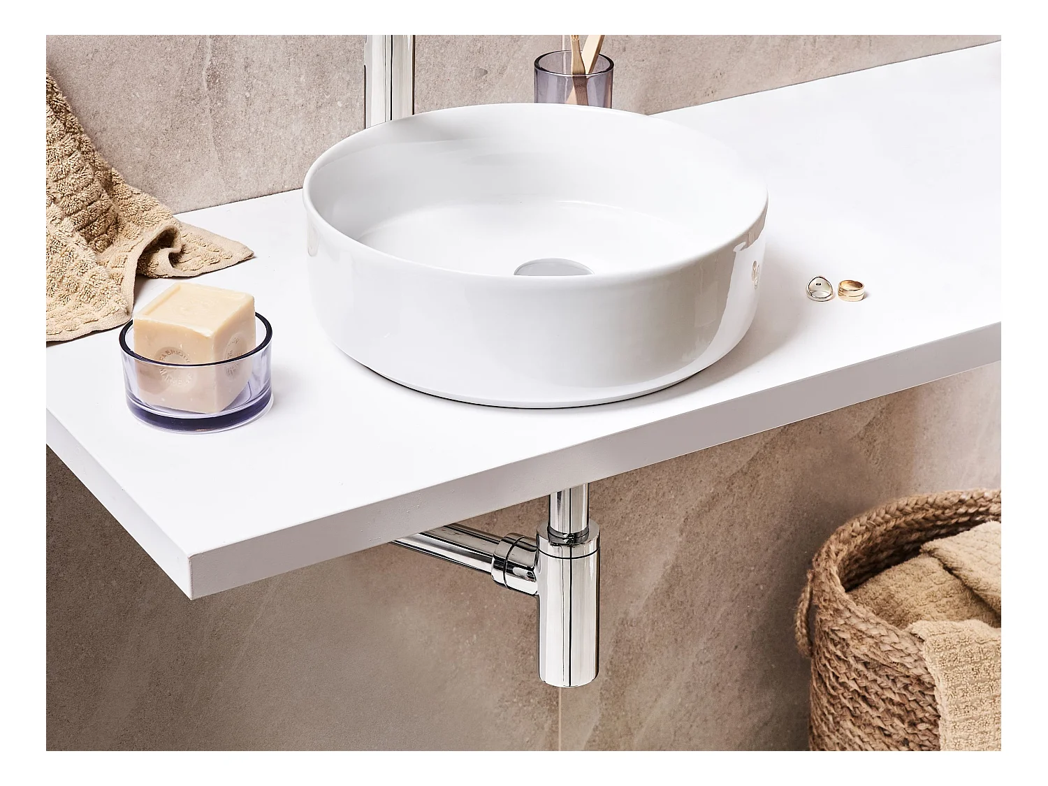 Syfon umywalkowy z korkiem klik-klak srebrny MAFREDI