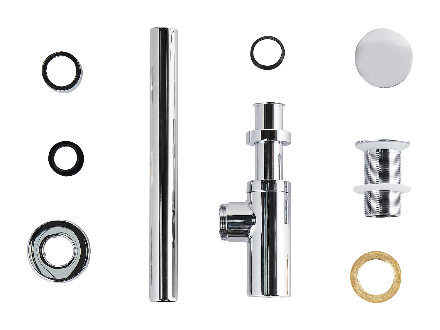 Syfon umywalkowy z korkiem klik-klak srebrny MAFREDI