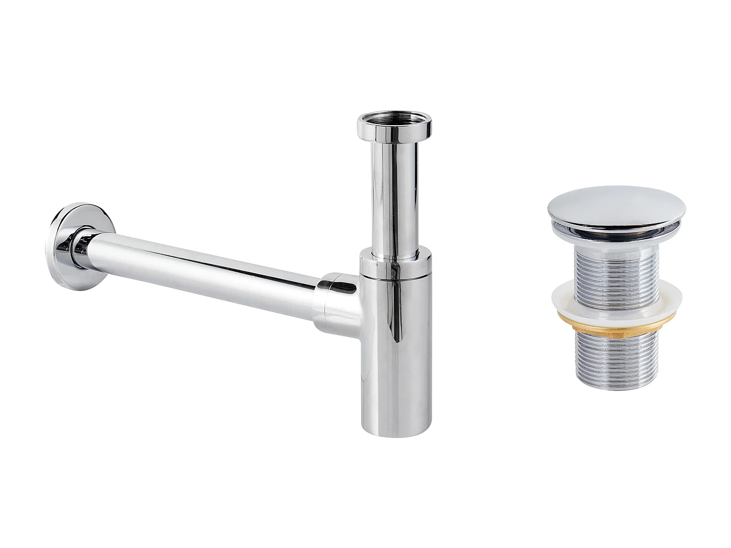 Syfon umywalkowy z korkiem klik-klak srebrny MAFREDI