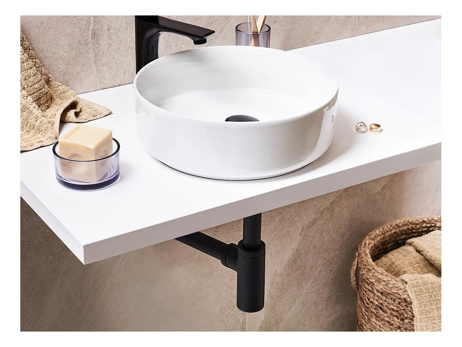 Siphon de cuvette avec vidange clic-clac MAFREDI Laiton Noir