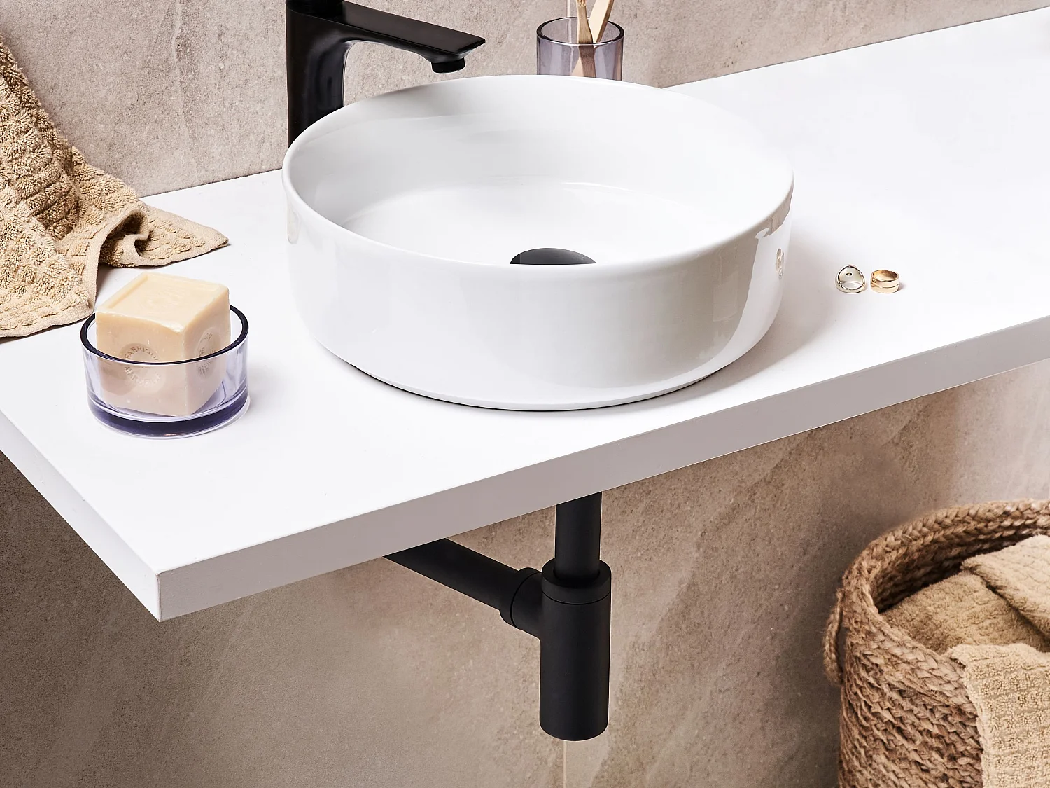 Siphon de cuvette avec vidange clic-clac MAFREDI Laiton Noir