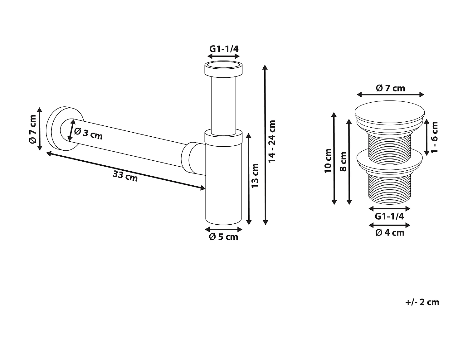Siphon de cuvette avec vidange clic-clac MAFREDI Laiton Noir
