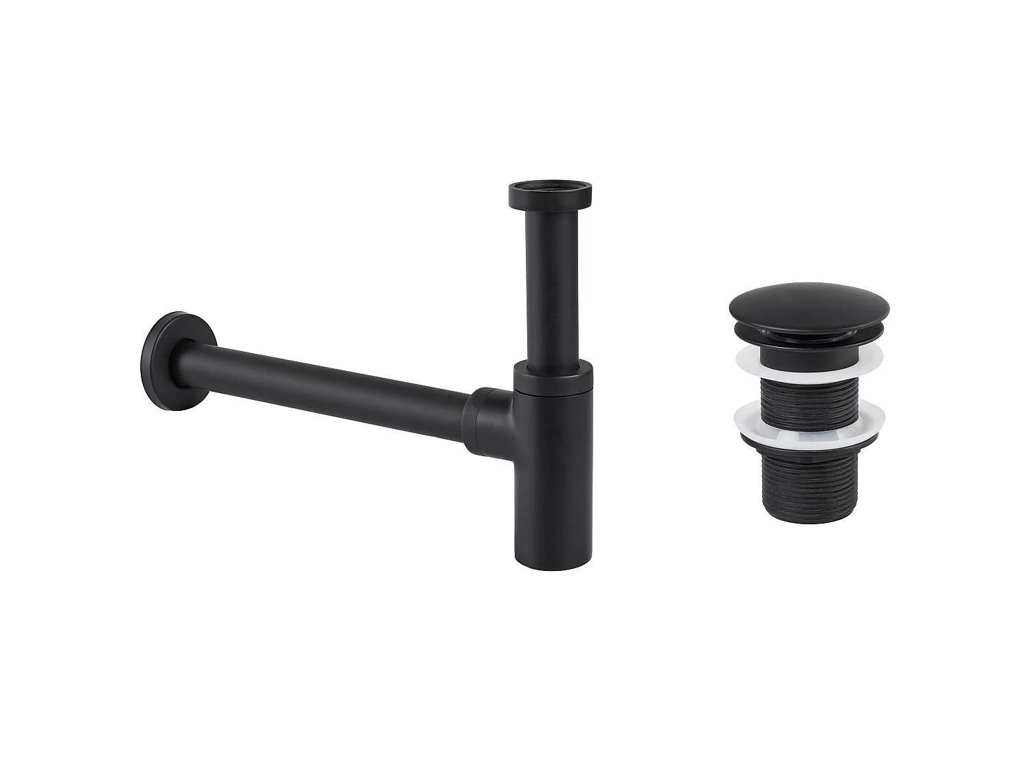 Siphon de lavabo avec bonde clic clac noir MAFREDI