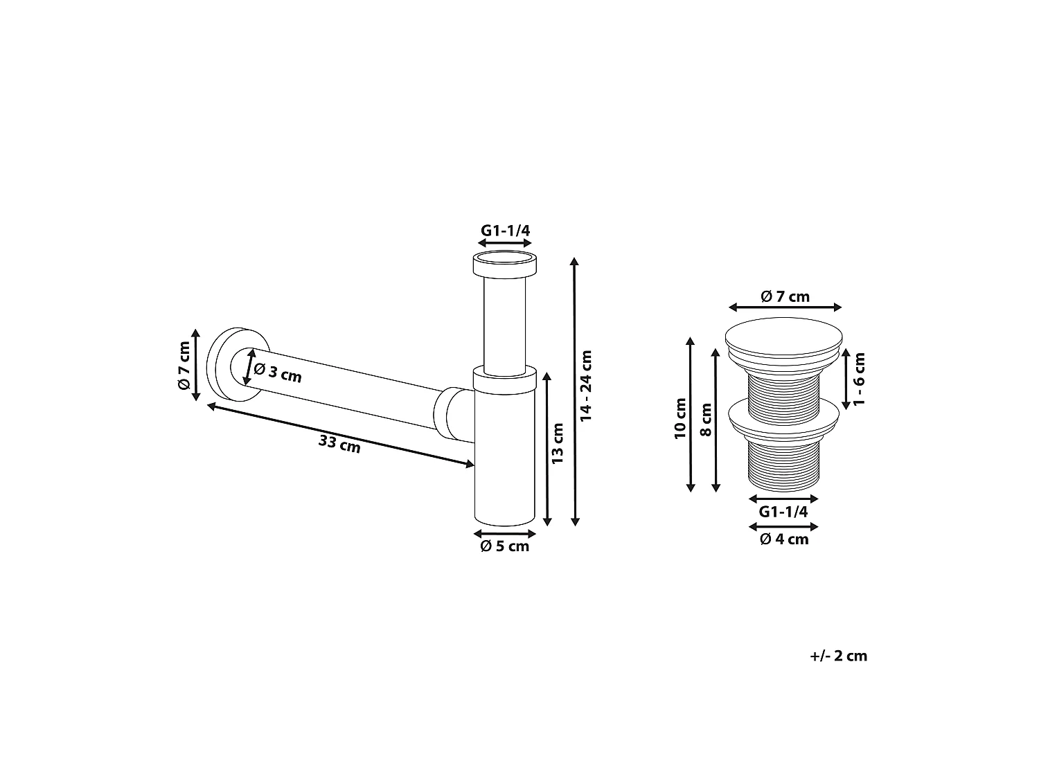 Siphon de lavabo avec bonde clic clac noir MAFREDI