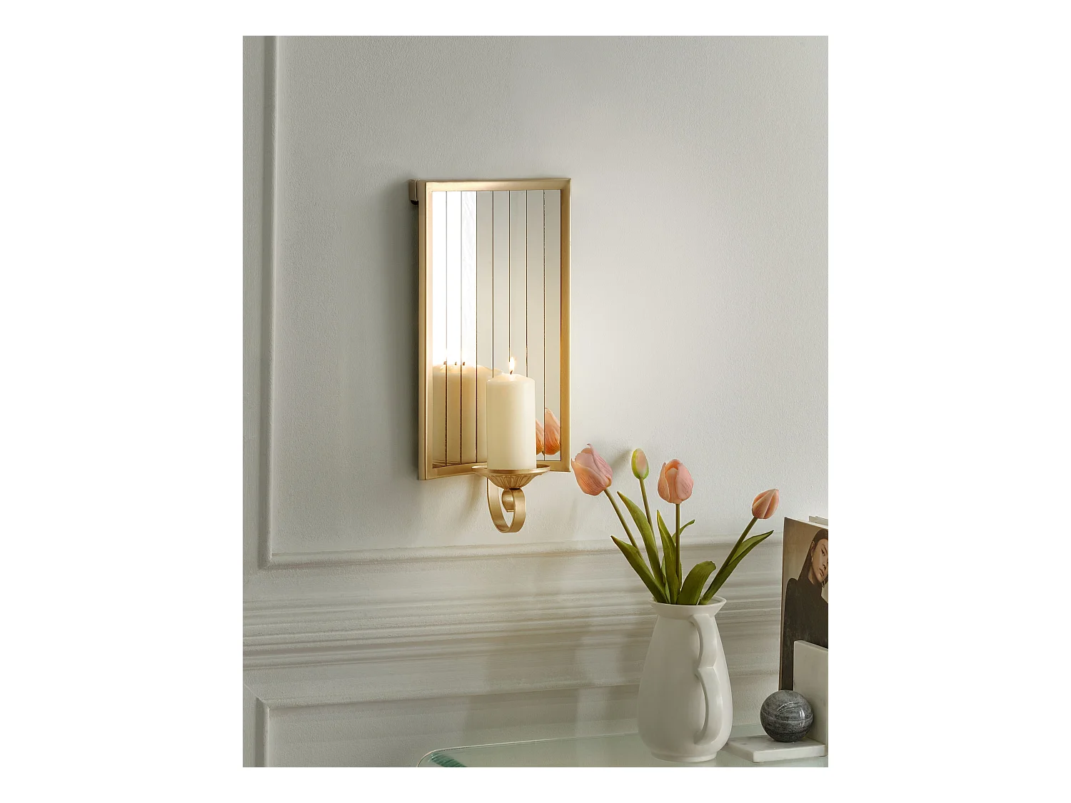 Bougeoir mural SOBREDA Métal 41 cm Doré