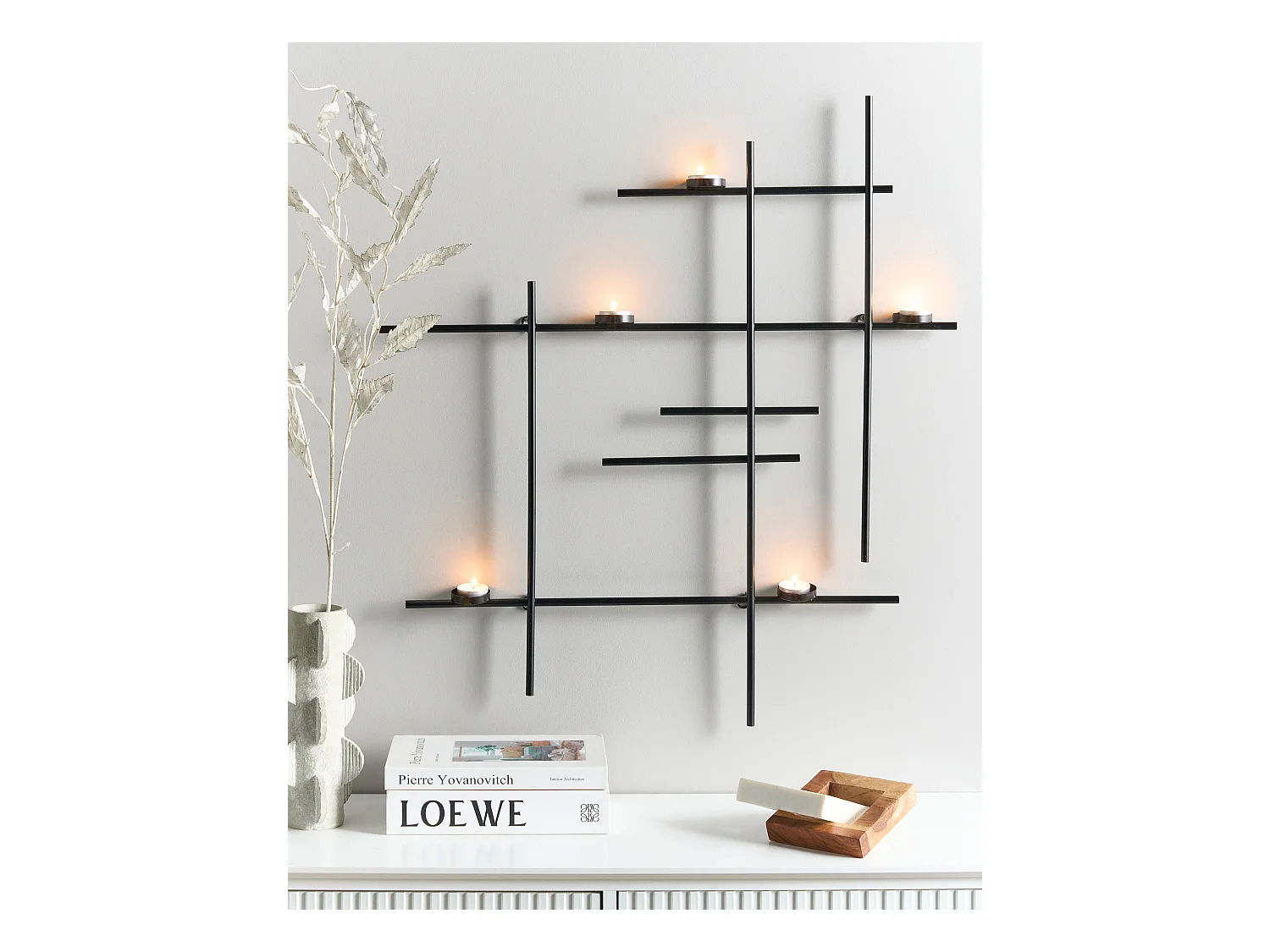 Bougeoir mural PORTO 74 cm Noir