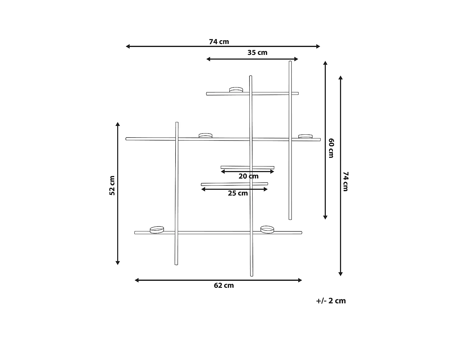 Bougeoir mural PORTO 74 cm Noir