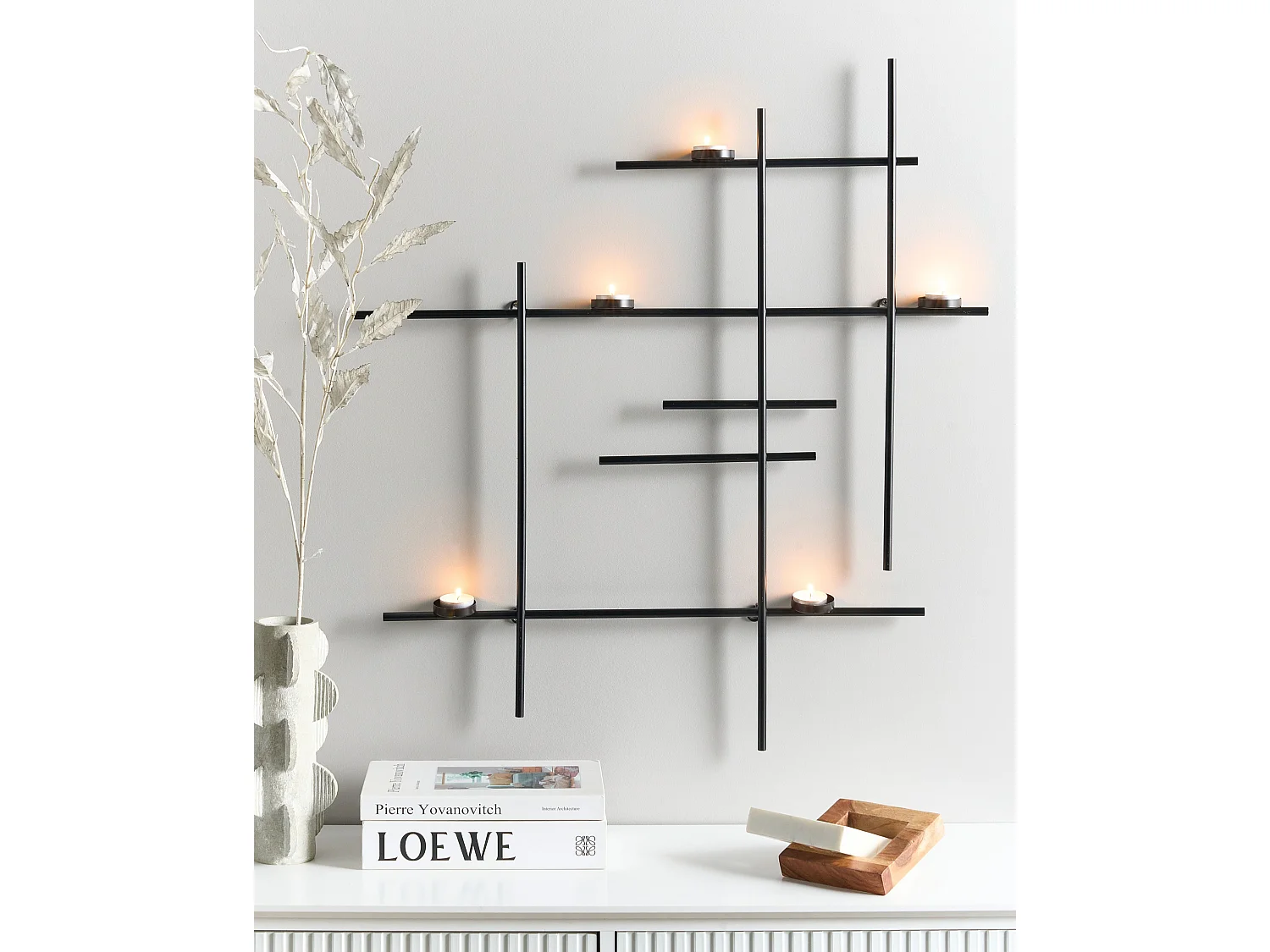 Bougeoir mural PORTO 74 cm Noir