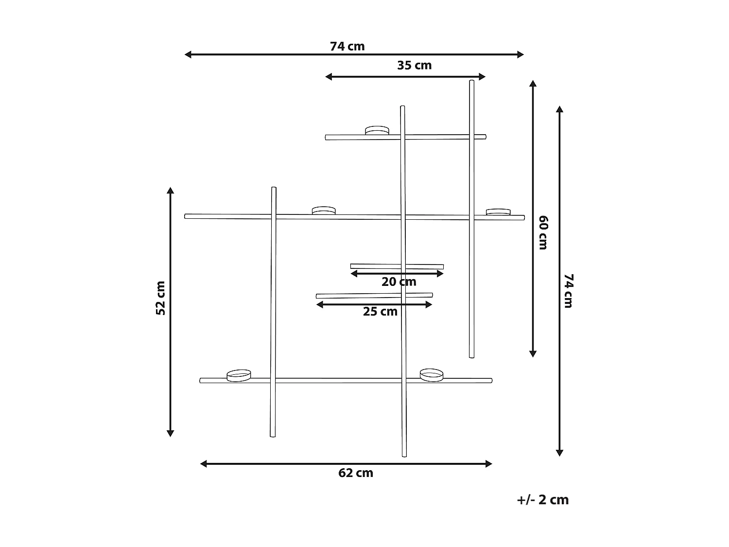 Portacandele da parete PORTO 74 cm Nero