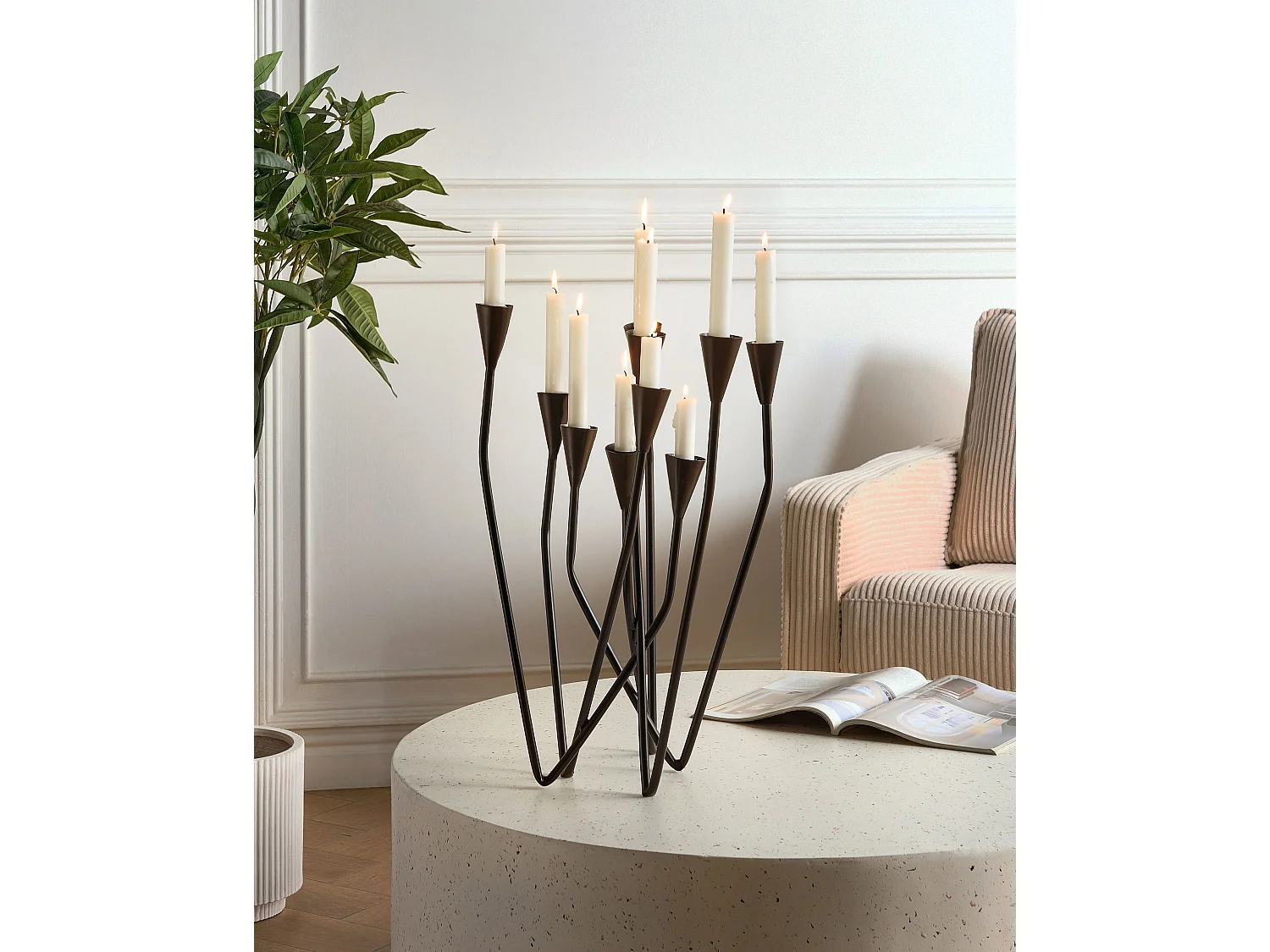 Kerzenständer für 10 Kerzen Metall schwarz minimalistische Deko Matosinhos