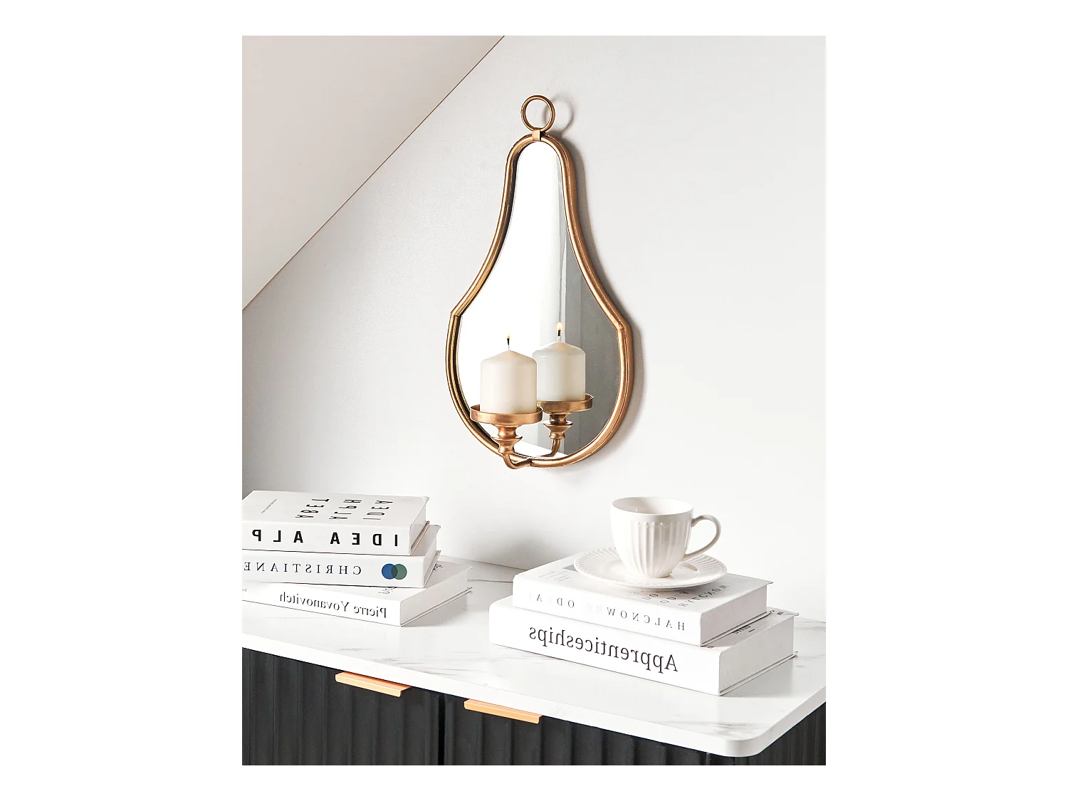 Bougeoir mural BAZARNES Métal 45 cm Doré