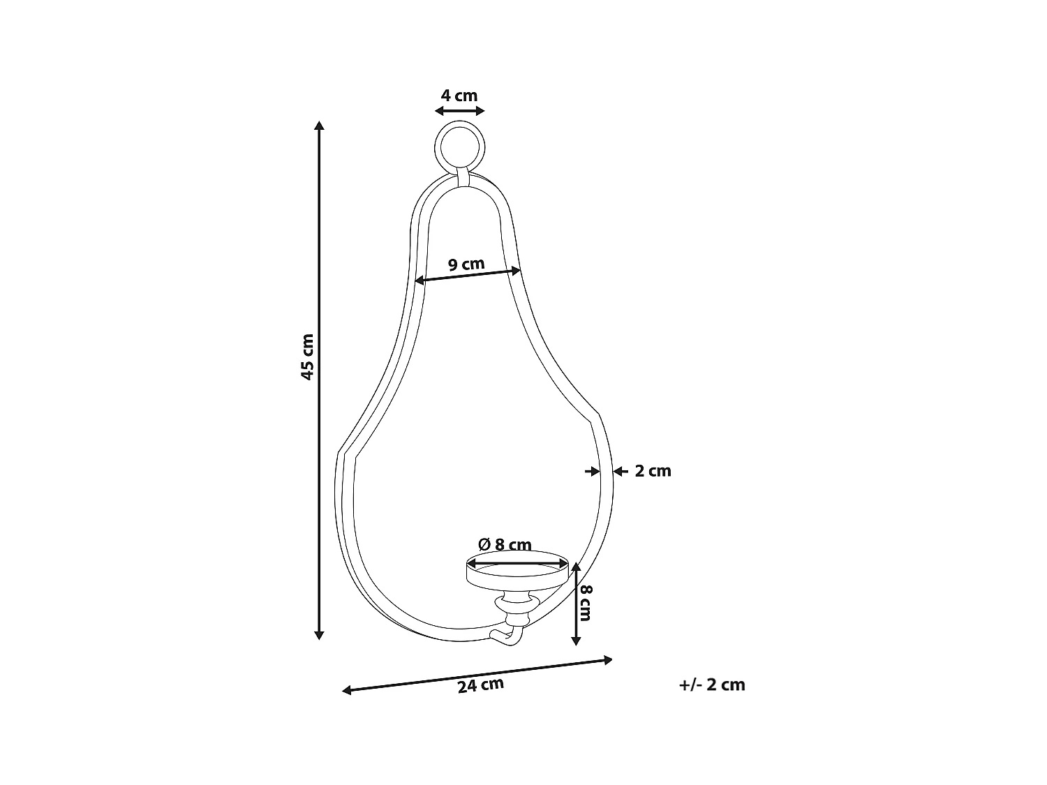 Bougeoir mural BAZARNES Métal 45 cm Doré