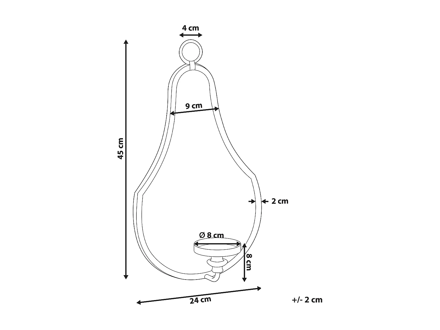 Wandkerzenhalter Metall mit Spiegel hängend gold Bazarnes