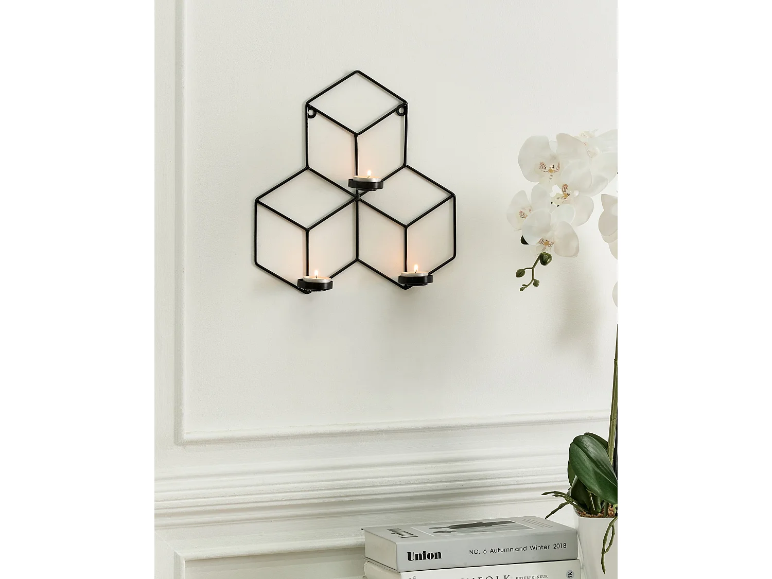 Bougeoir mural TAROUCA Métal 31 cm Noir