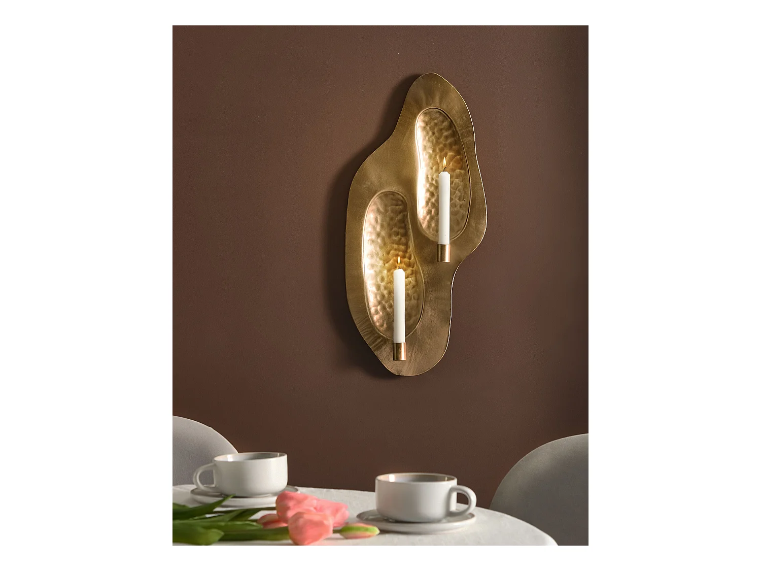 Portacandele da parete PENICHE Metallo 60 cm Oro