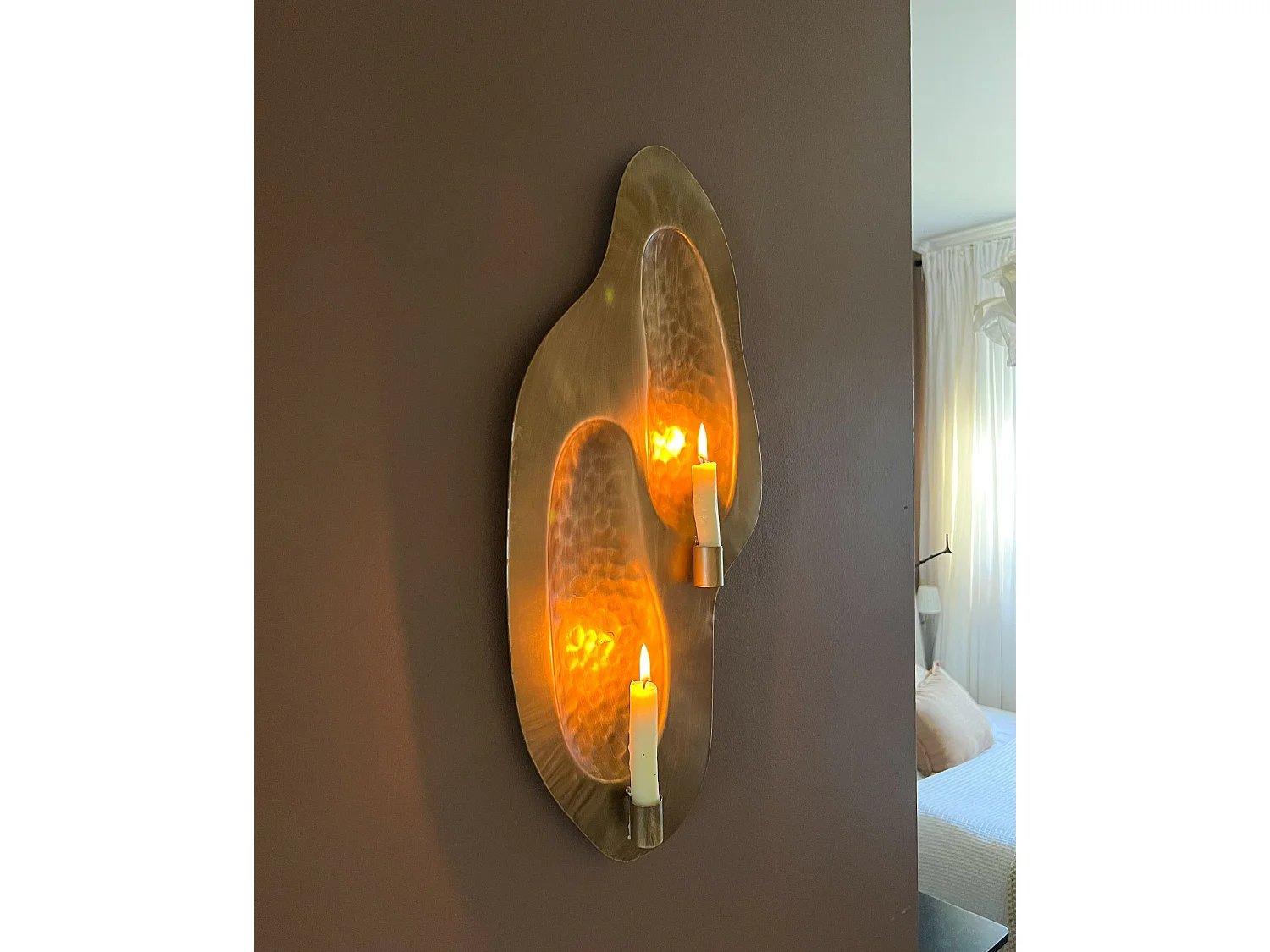 Portacandele da parete PENICHE Metallo 60 cm Oro