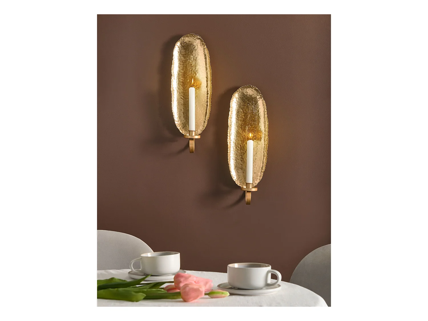 Lot de 2 bougeoirs FEIJO Métal 44 cm Doré