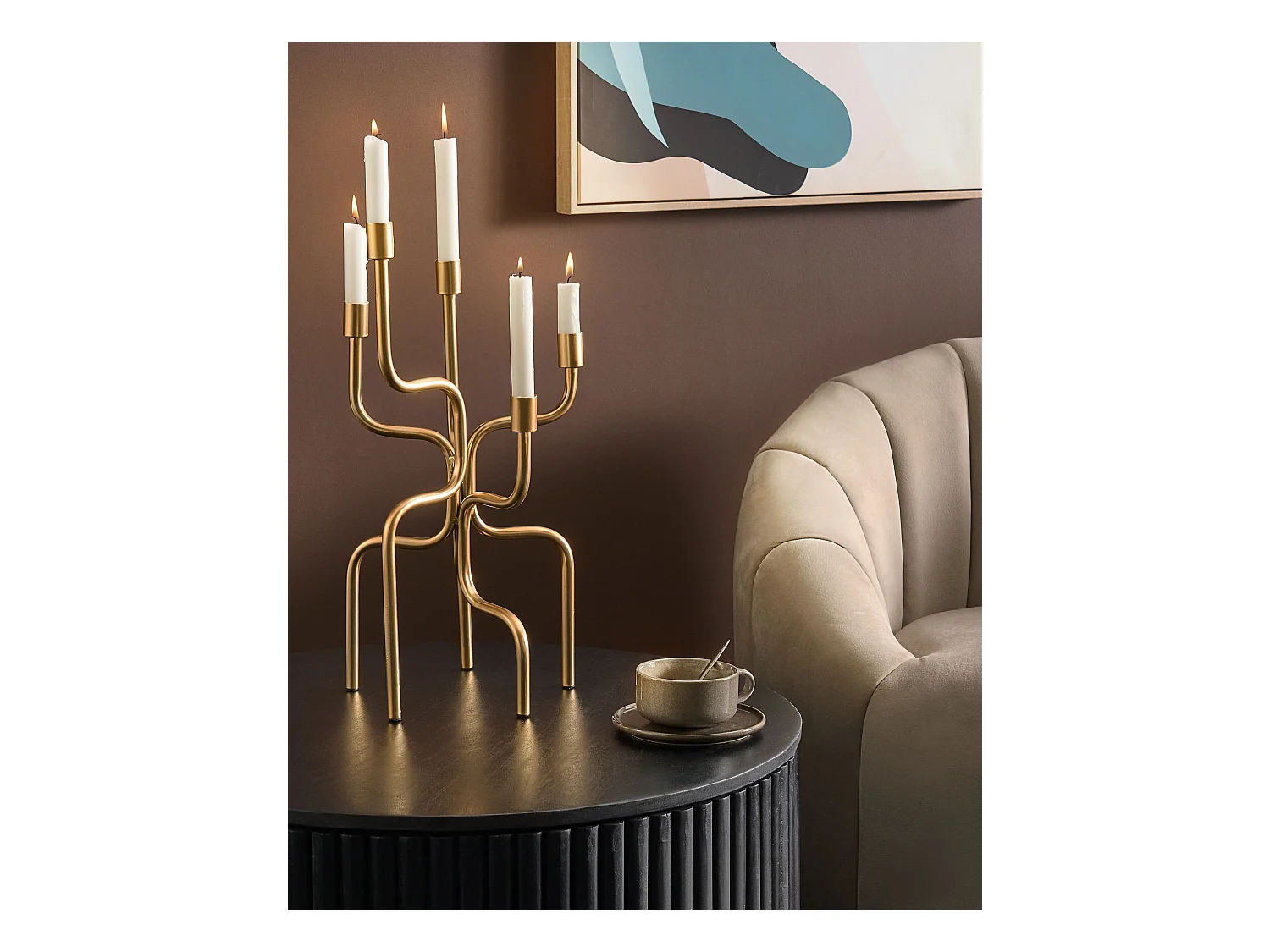 Bougeoir PORRTELA Métal 50 cm Doré