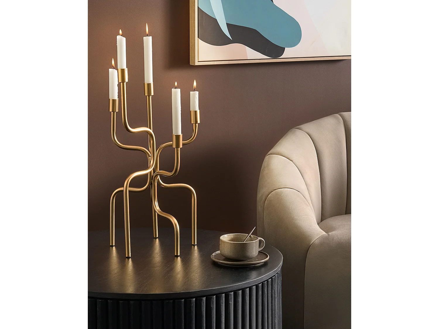 Bougeoir PORRTELA Métal 50 cm Doré